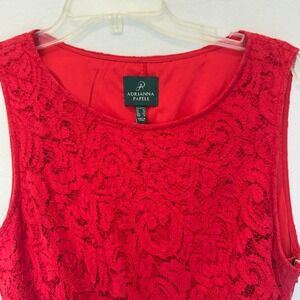 Adrianna Papell Red Lace Sleeveless Sheath‎ Dress Size 14